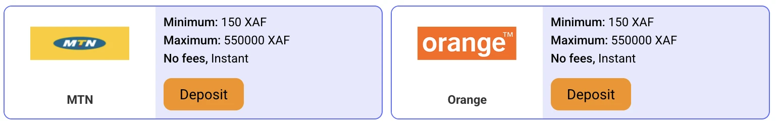 PariPesa Cameroon MTN and Orange deposit limits