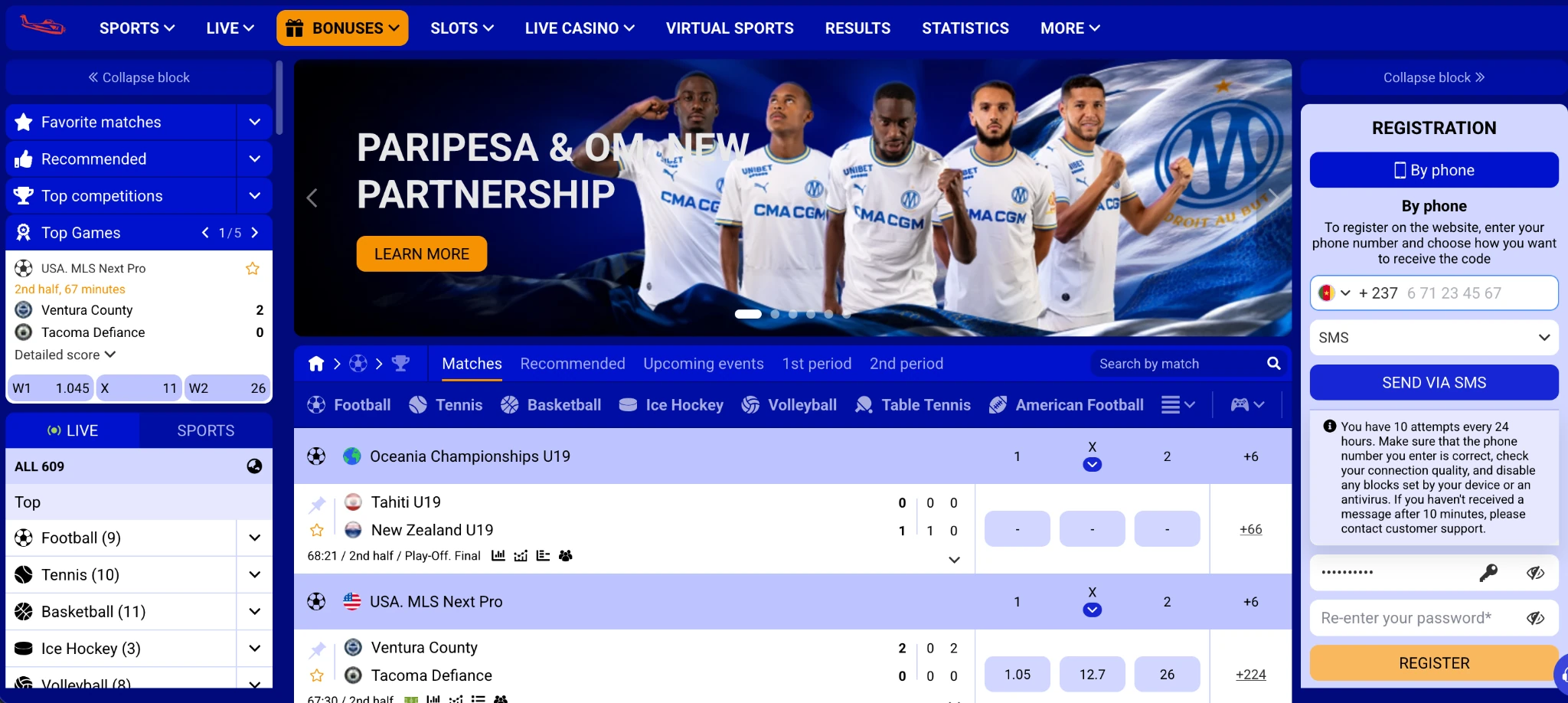 PariPesa Cameroon sportsbook with live matches and +237 registration