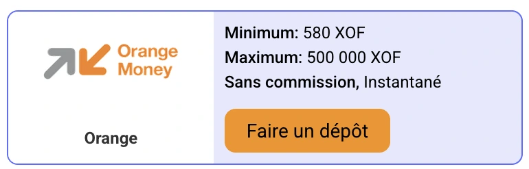 Dépôt Orange Money PariPesa Mali de 580 à 500000 XOF