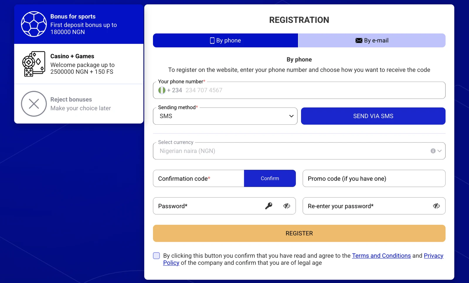 PariPesa Nigeria registration by phone with +234 and Nigerian naira