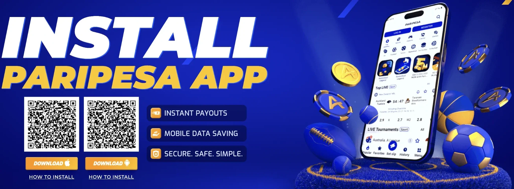 PariPesa app banner with Android and iOS installation routes