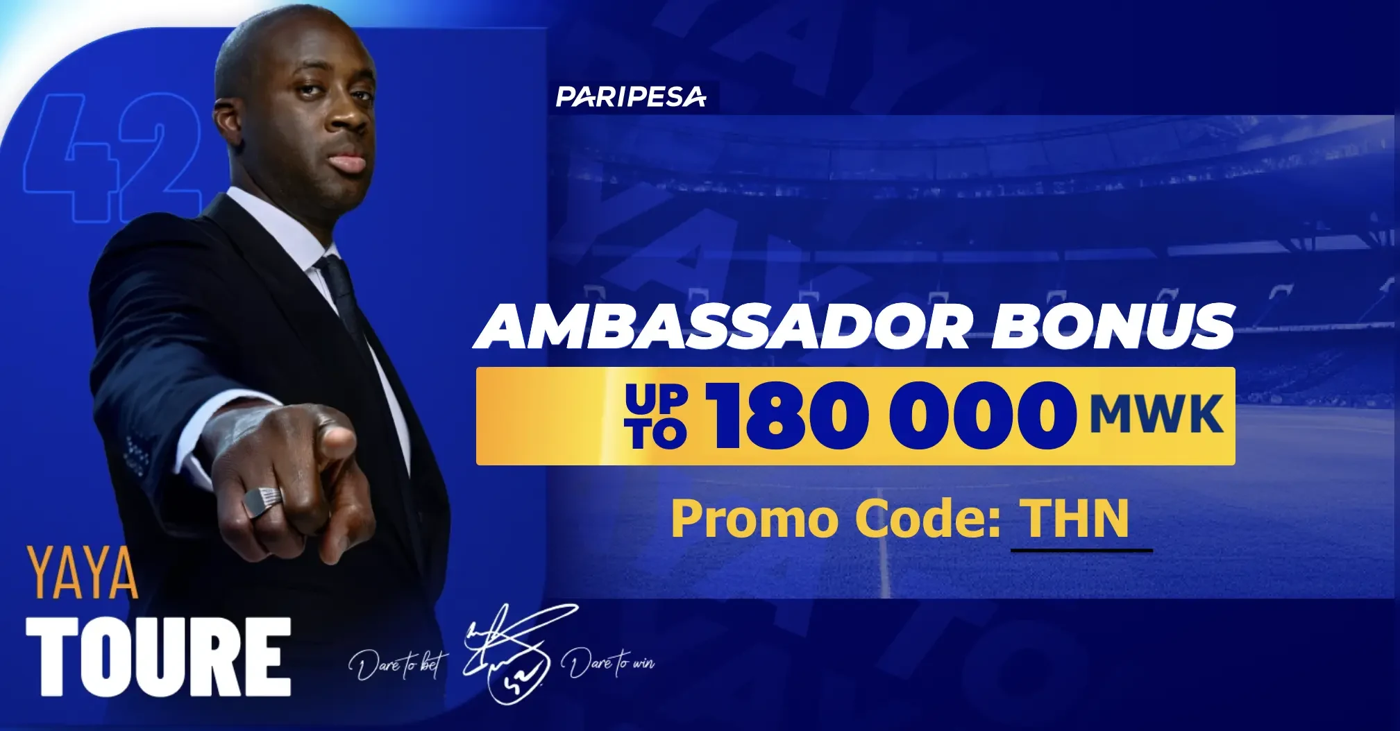 PariPesa Malawi Ambassador Bonus advertising up to 180,000 MWK and promo code THN