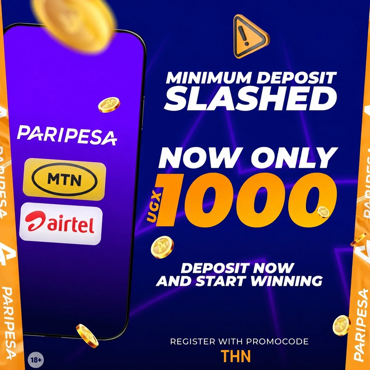 PariPesa Uganda MTN MoMo and Airtel Money minimum deposit from 1,000 UGX
